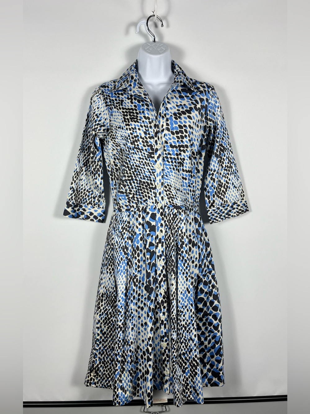 Samantha Sung Audrey Leopard Print Shirt Dress with Pockets Size 4 Nwot